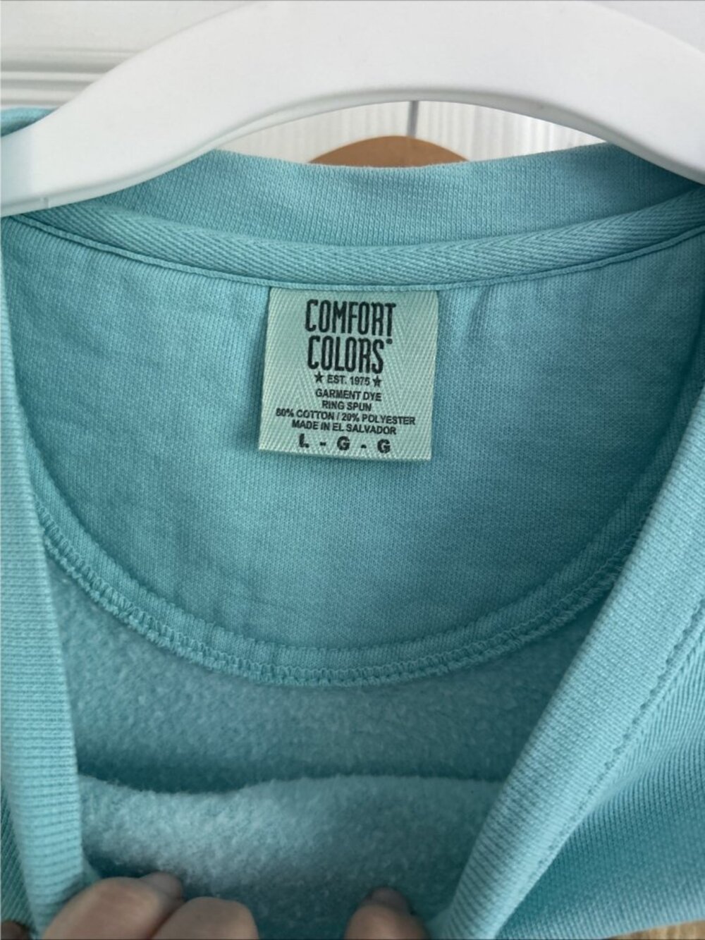 Cedar key, FL Quilt Patchwork , Upcycled Vintage Sweatshirt, Teal Size L - Picture 3 of 5